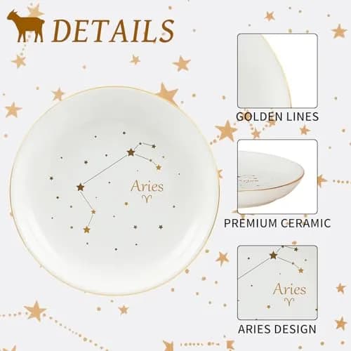 Homlouue Aries Zodiac Jewelry Tray 10.7cm (4.2") | Ceramic Ring Dish for Women thumbnail 5
