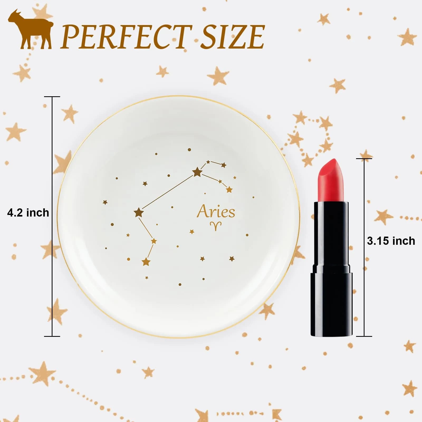 Homlouue Aries Zodiac Jewelry Tray 10.7cm (4.2") | Ceramic Ring Dish for Women - view 6
