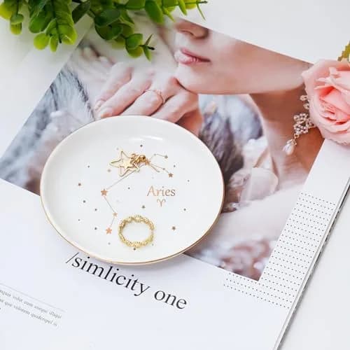 Homlouue Aries Zodiac Jewelry Tray 10.7cm (4.2") | Ceramic Ring Dish for Women thumbnail 3