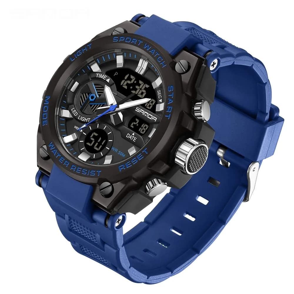 AIMES Men's 3311-Blue Sport Watch 53mm | Dual Time Zone Military Watch with LED Alarm & Stopwatch - view 2