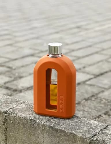 Delove Modern Glass Hip Flask with Silicone Sleeve 220ml (7.5oz) | Anti-Shock Protection for Travel thumbnail 5