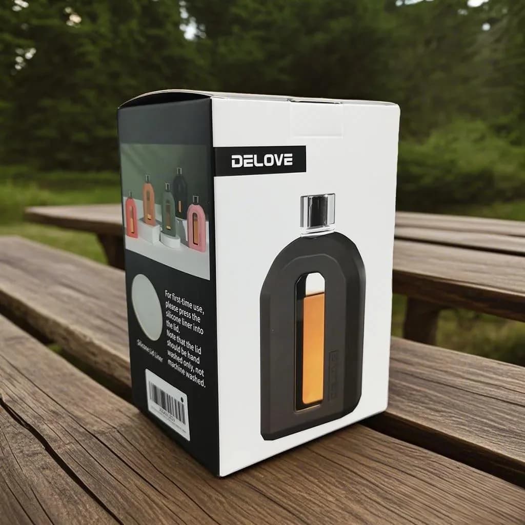 Delove Modern Glass Hip Flask with Silicone Sleeve 220ml (7.5oz) | Anti-Shock Protection for Travel - view 7