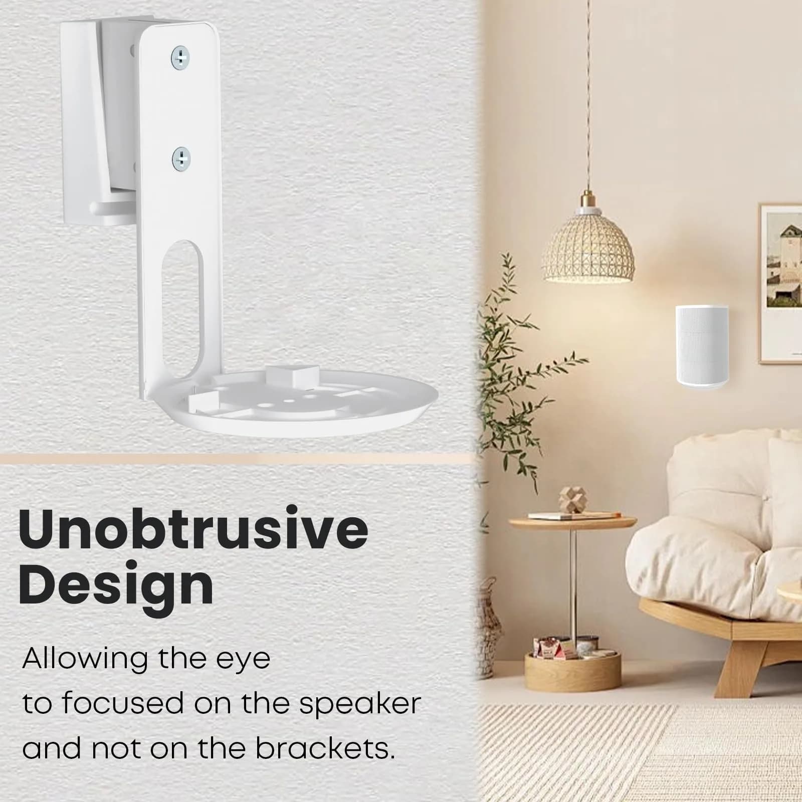 PUTORSEN Speaker Wall Mount for Sonos Era 100, Tilt & Swivel, 1 Pack, White | Mounts to Wood, Solid or Brick Walls - view 5