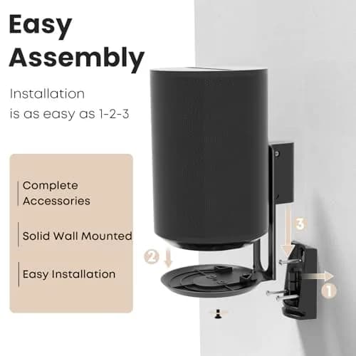 PUTORSEN Speaker Wall Mount for Sonos Era 100, Tilt & Swivel, 1 Pack Black | Metal Bracket for Better Audio thumbnail 6