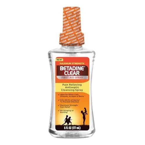 Betadine Clear First Aid Spray 6 oz | No Stinging, Kills 99.9% Germs, Hospital Trusted thumbnail 1