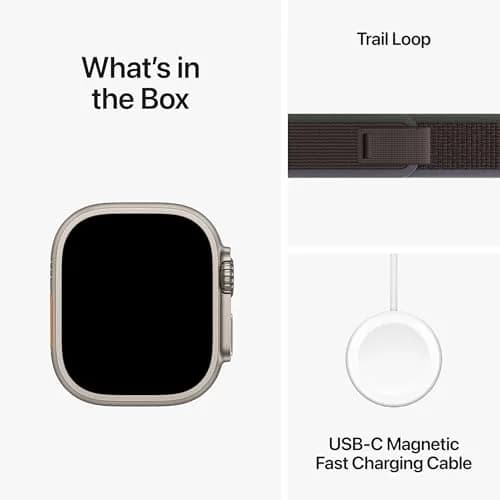 Apple Watch Ultra 2 (GPS + Cellular 49mm) Titanium Case with Blue/Black Trail Loop, M/L | 3000-nit Retina Display thumbnail 6