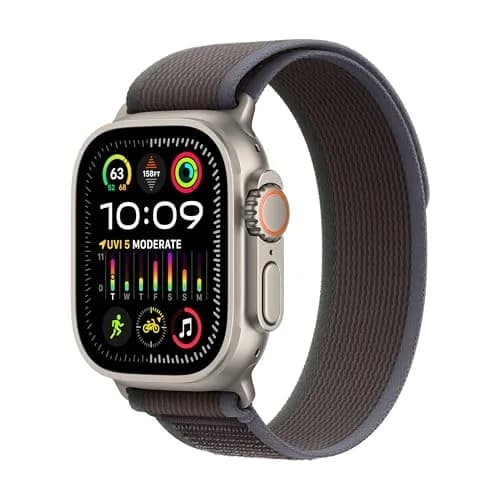 Apple Watch Ultra 2 (GPS + Cellular 49mm) Titanium Case with Blue/Black Trail Loop, M/L | 3000-nit Retina Display thumbnail 1