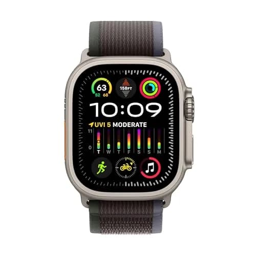 Apple Watch Ultra 2 (GPS + Cellular 49mm) Titanium Case with Blue/Black Trail Loop, M/L | 3000-nit Retina Display thumbnail 2