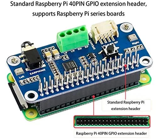 Wonrabai WM8960 Hi-Fi Sound Card HAT for Raspberry Pi 5/4B/3B+/3B/Pi Zero 2W/ Zero W/Pico W/Pico 2W, Stereo Encode/Decode, Play/Record, Drives Speakers | 96kHz Sample Rate thumbnail 4