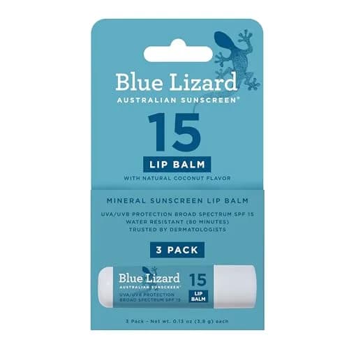 BLUE LIZARD Mineral SPF 15 Lip Balm 3-Pack | Broad Spectrum Sun Protection, Natural Coconut Flavor, 8 Natural Oils thumbnail 1