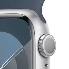 Apple Watch Series 9 [GPS, 45mm] Silver Aluminum Case with Storm Blue Sport Band - Carbon Neutral Smartwatch - view 2