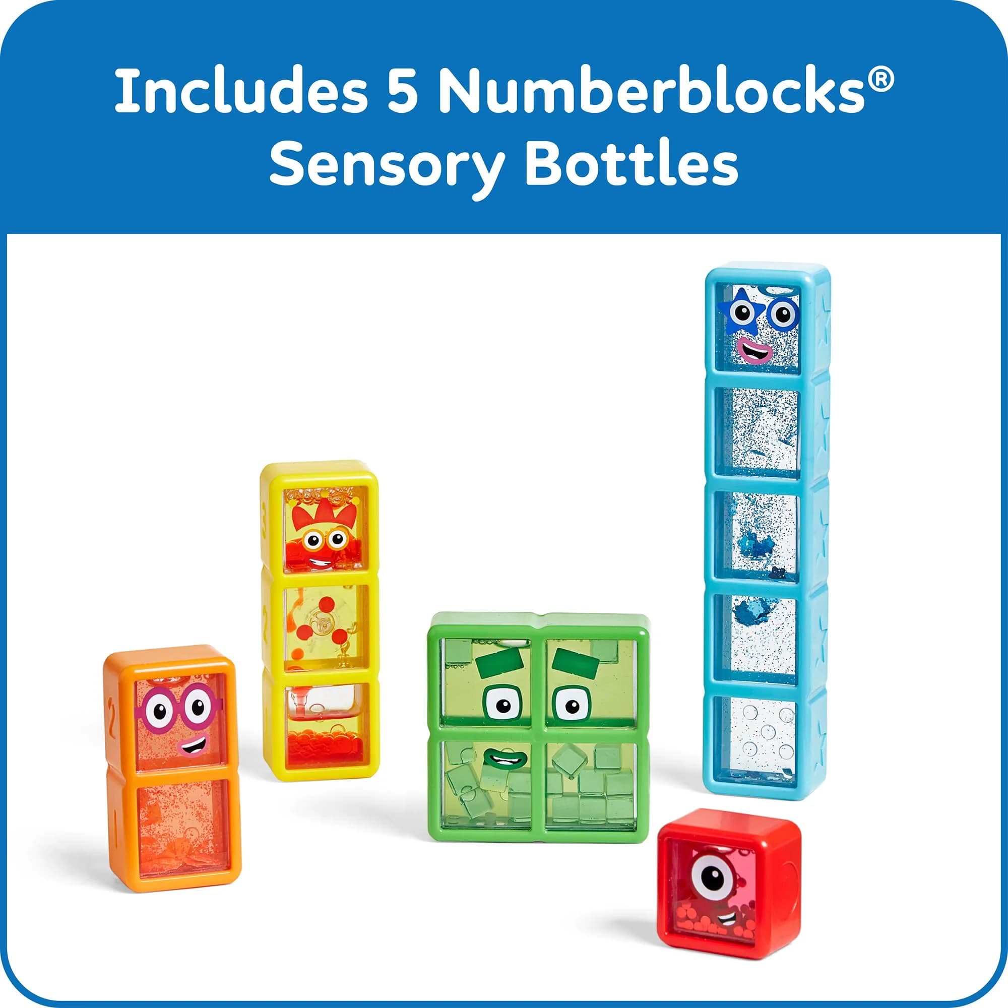 hand2mind Numberblocks One to Five Sensory Bottles, Ages 3+ | 5-Pack, Multicolor - view 2