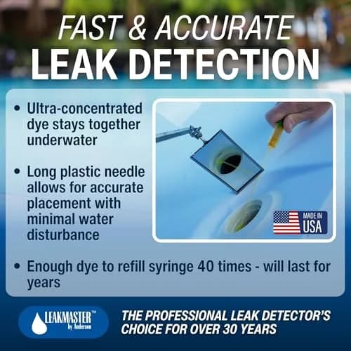 Leakmaster Pool Leak Detection Kit Yellow Dye 8 oz (237 ml) with Reusable Syringe | Professional Water Tracing Tool thumbnail 2