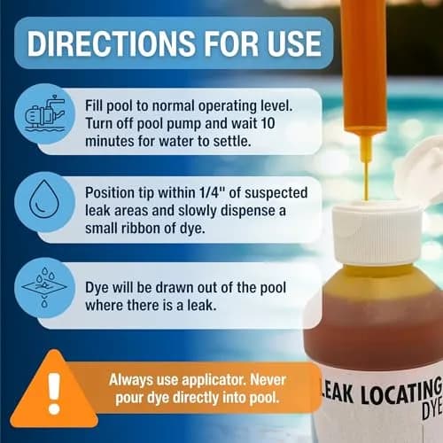 Leakmaster Pool Leak Detection Kit Yellow Dye 8 oz (237 ml) with Reusable Syringe | Professional Water Tracing Tool thumbnail 3