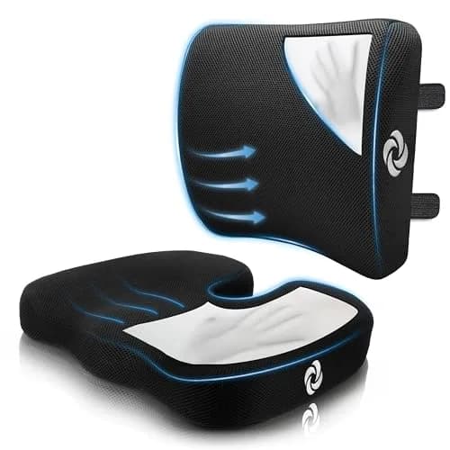 Samsonite Ergonomic Seat Cushion and Lumbar Support Combo, Memory Foam, Black/Black, 2-Piece Set | Premium Comfort & Posture Support thumbnail 1
