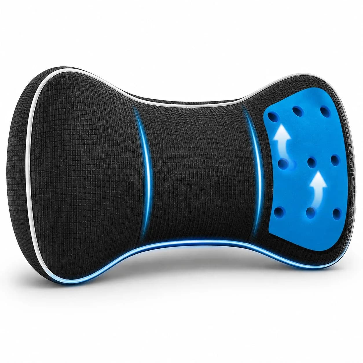 Samsonite Infused-Gel Car Neck Pillow with Airflow Memory Foam | Support & Cooling for Long Drives — Black Mesh With Cooling