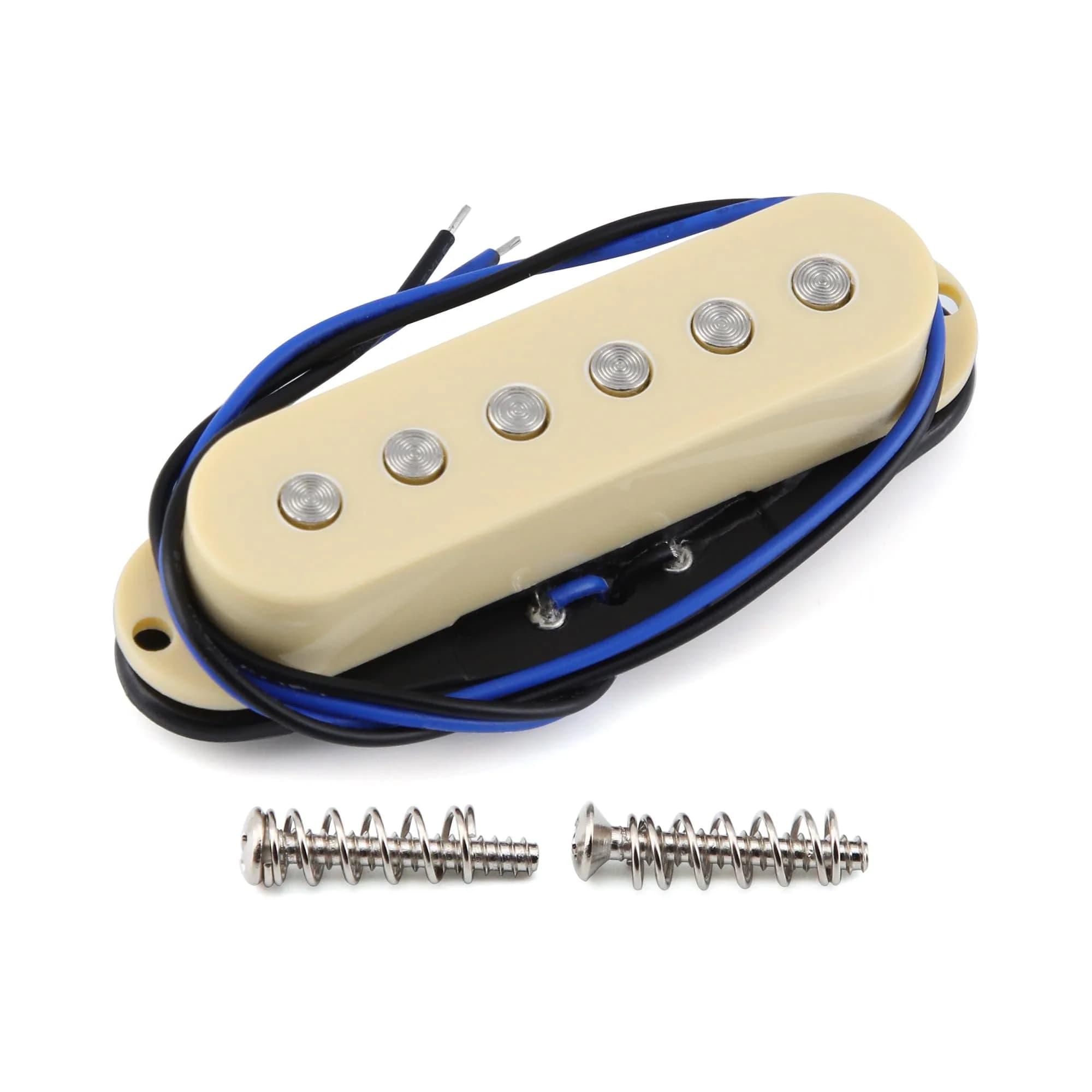 FLEOR Single Coil Pickup Ceramic Cream Middle Pickup | Flat Pole, 50mm Spacing, Fits ST Style Electric Guitar — Cream Middle Pickup