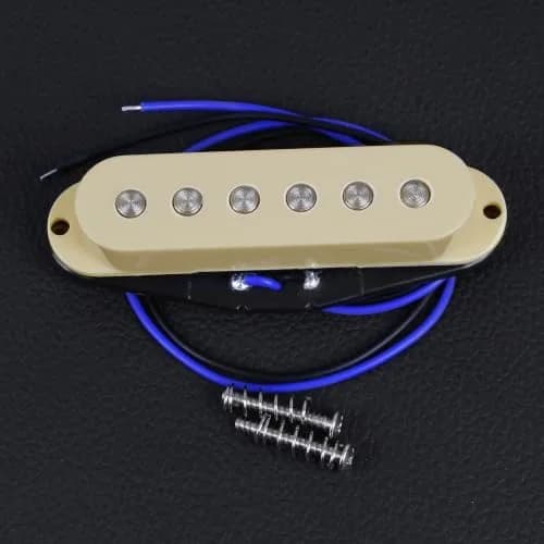FLEOR Single Coil Pickup Ceramic Cream Middle Pickup | Flat Pole, 50mm Spacing, Fits ST Style Electric Guitar thumbnail 3
