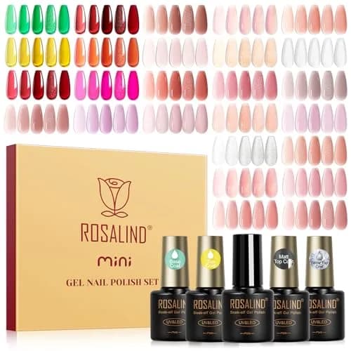 ROSALIND 30pcs Jelly Gel Polish Set, 26 Colors Translucent Nude Pink Gel, 5ml (0.17 Fl Oz) Each | Salon Quality for India thumbnail 1