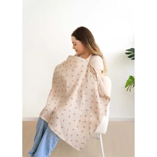 MairMore 100% Muslin Cotton Nursing Cover Ivory Rainbow | 80cm x 100cm (31.5" x 39.4") thumbnail 5