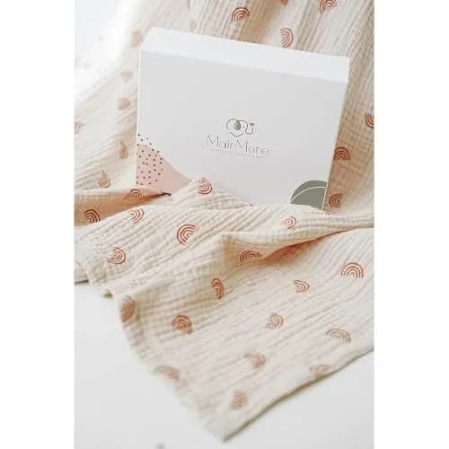 MairMore 100% Muslin Cotton Nursing Cover Ivory Rainbow | 80cm x 100cm (31.5" x 39.4") thumbnail 6
