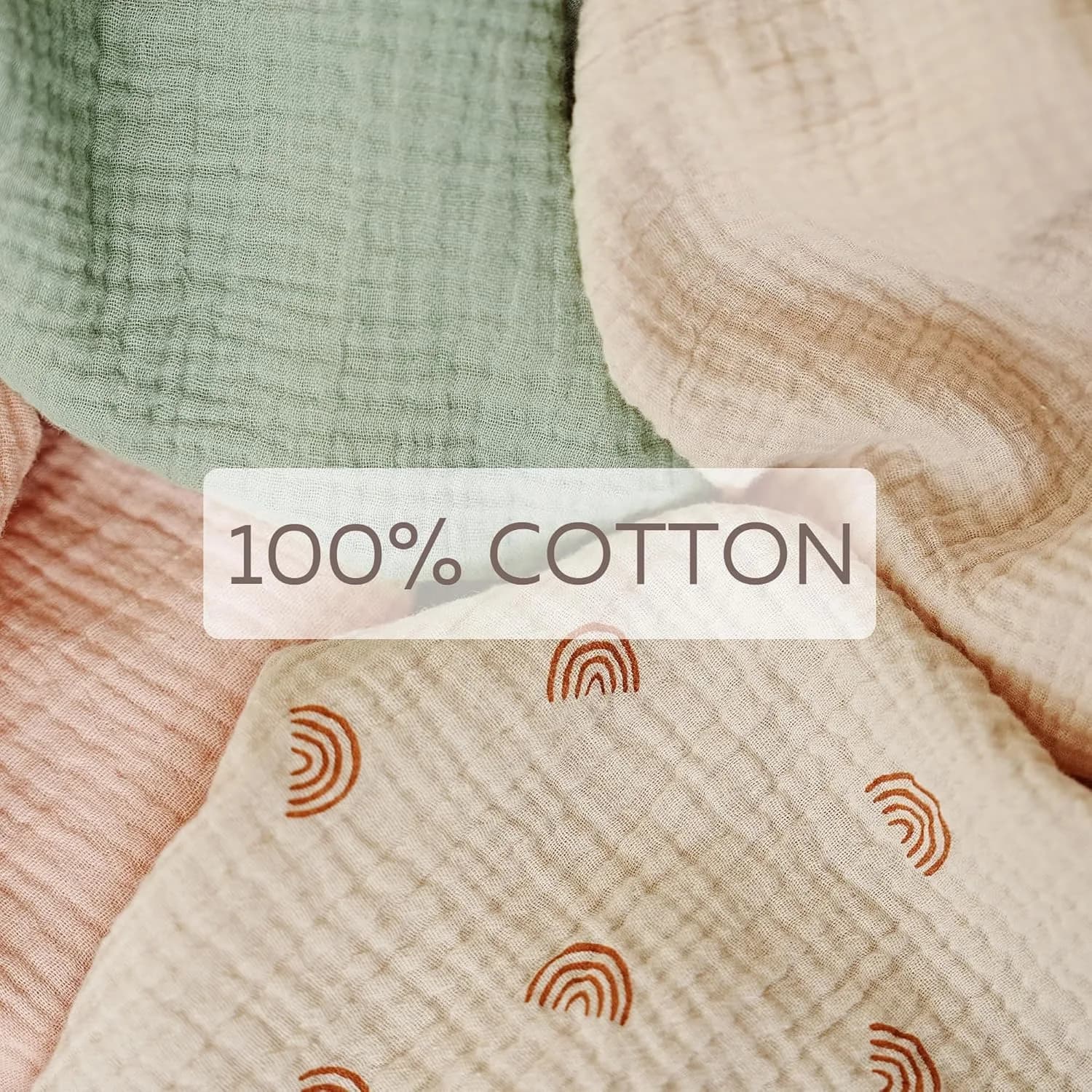 MairMore Ivory Rainbow Muslin Cotton Nursing Cover with Arch Neckline - 100cm x 80cm - view 2