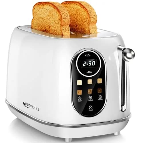 Keenstone Touch Screen Toaster 2 Slice | Retro Wide Slot Stainless Steel with 6 Browning Levels thumbnail 1