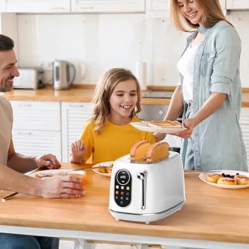 Keenstone Touch Screen Toaster 2 Slice | Retro Wide Slot Stainless Steel with 6 Browning Levels thumbnail 8