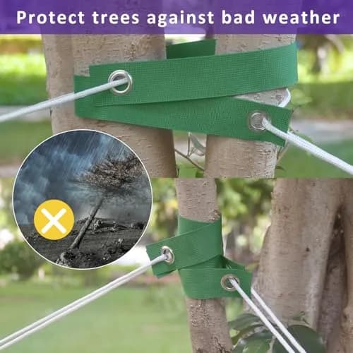 FCENDS Tree Support Straps for Staking, 40 PCS 39.6 cm (15.6 in) Green Nylon Straps | Hurricane Protection & Straightening Ties thumbnail 4
