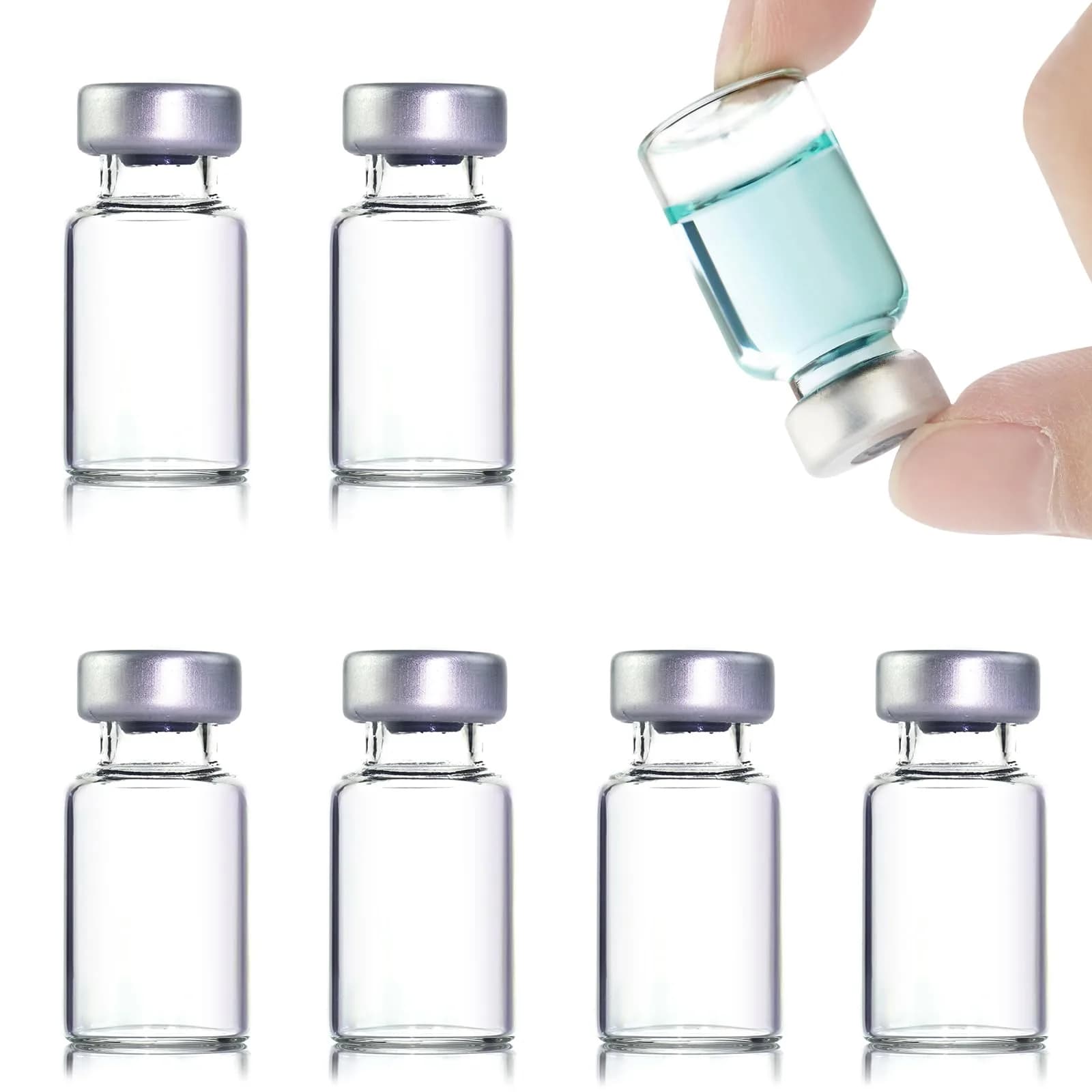 Knixxo 2ml Sealed Sample Glass Vials with Self-Healing Injection Port, 10 Pack (2ml / 0.067 Fl Oz) — 2ML