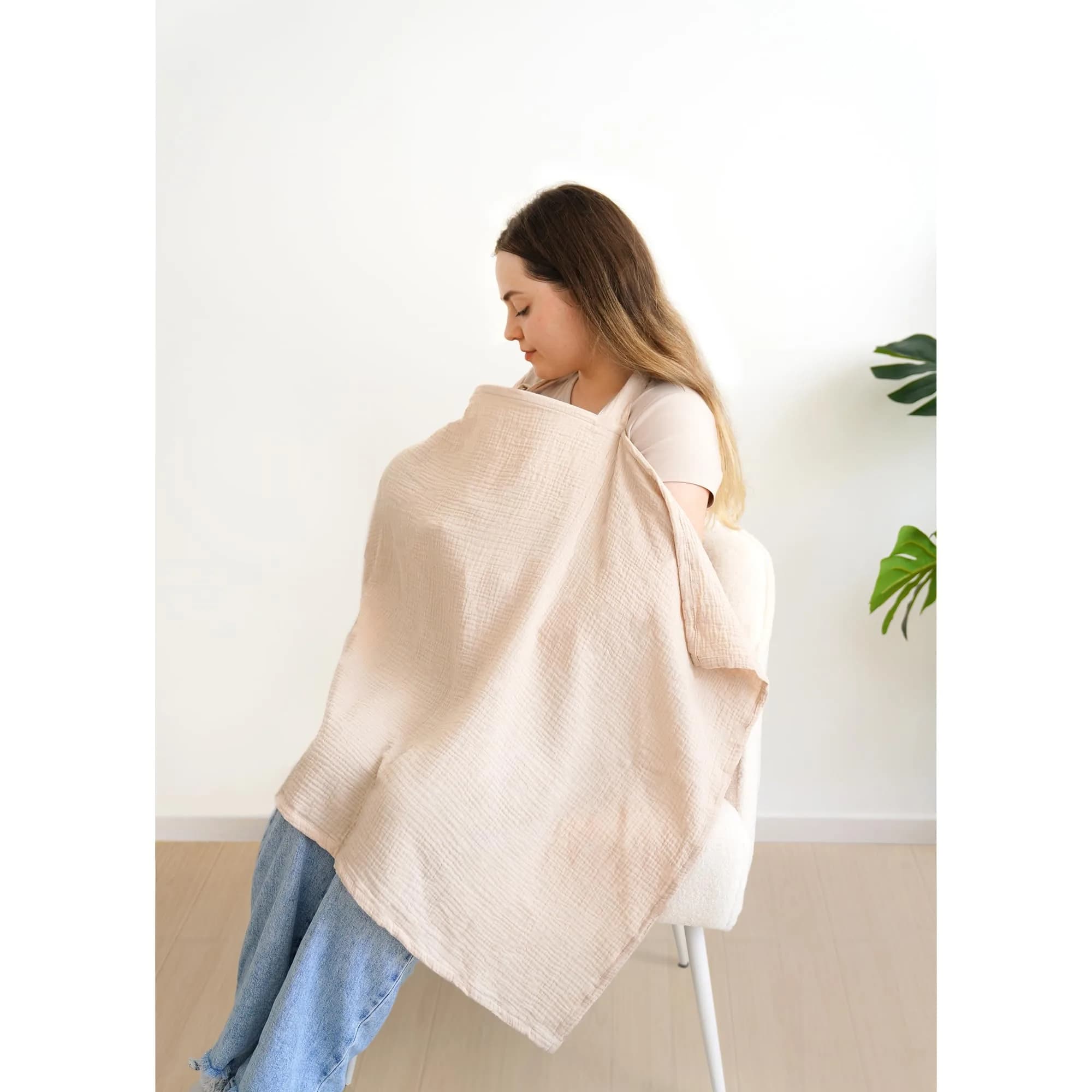 MairMore 100% Muslin Cotton Nursing Cover Ivory 44 x 28 inches | Breathable & Soft for Moms & Babies - view 5