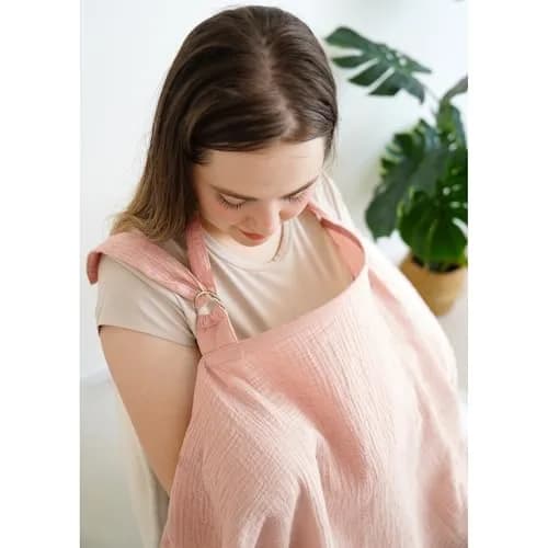 MairMore 100% Muslin Cotton Nursing Cover Pink 44 x 28 inches | Breathable & Full Privacy for Moms thumbnail 4