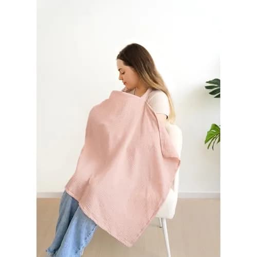 MairMore 100% Muslin Cotton Nursing Cover Pink 44 x 28 inches | Breathable & Full Privacy for Moms thumbnail 5