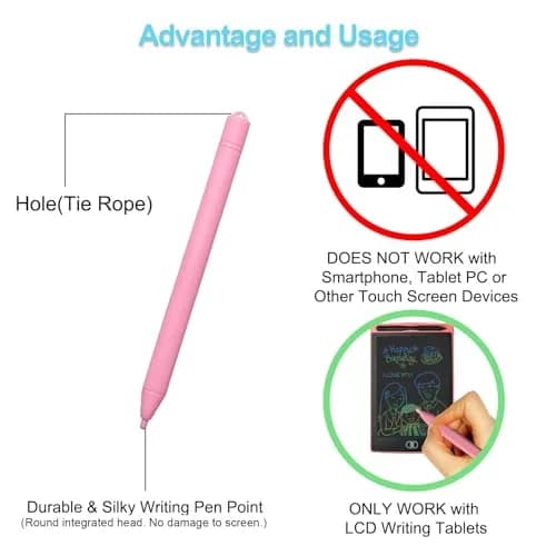 Yemotopro Replacement Stylus Drawing Pen for LCD Writing Tablets | Colorful 6 PCS Kids Drawing Stylus with Elastic Lanyards thumbnail 2
