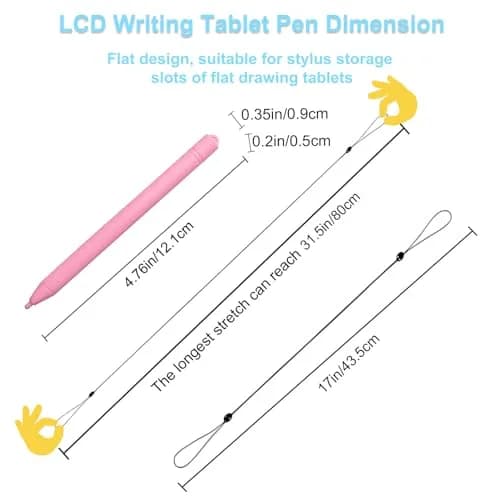 Yemotopro Replacement Stylus Drawing Pen for LCD Writing Tablets | Colorful 6 PCS Kids Drawing Stylus with Elastic Lanyards thumbnail 3