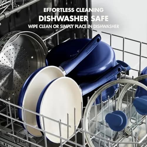 GreenPan Rio 8" Frying Pan Skillet and Silicone Spatula Set, Oxford Blue | Healthy Ceramic Nonstick Cookware thumbnail 4