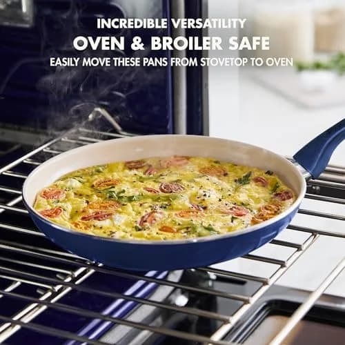 GreenPan Rio 8" Frying Pan Skillet and Silicone Spatula Set, Oxford Blue | Healthy Ceramic Nonstick Cookware thumbnail 3