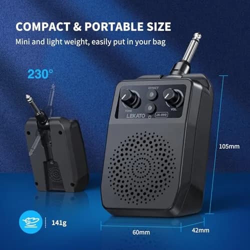 LEKATO Mini Electric Guitar Amp 5W | Portable Bluetooth Practice Amp with 4 Effects thumbnail 5