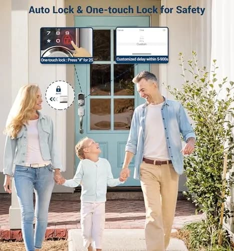Veise VE06 Smart Lock for Front Door | App Control, Satin Nickel, Keypad, Auto-Lock thumbnail 5