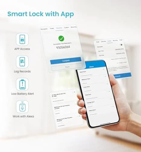 Veise VE06 Smart Lock for Front Door | App Control, Satin Nickel, Keypad, Auto-Lock thumbnail 7