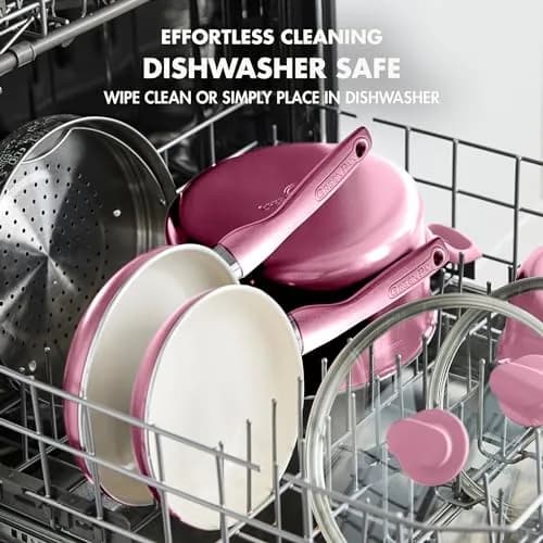 GreenPan Rio 8" Ceramic Nonstick Frying Pan Skillet and Silicone Spatula Set, Pink | Toxin-Free Cooking for Indian Kitchens thumbnail 4