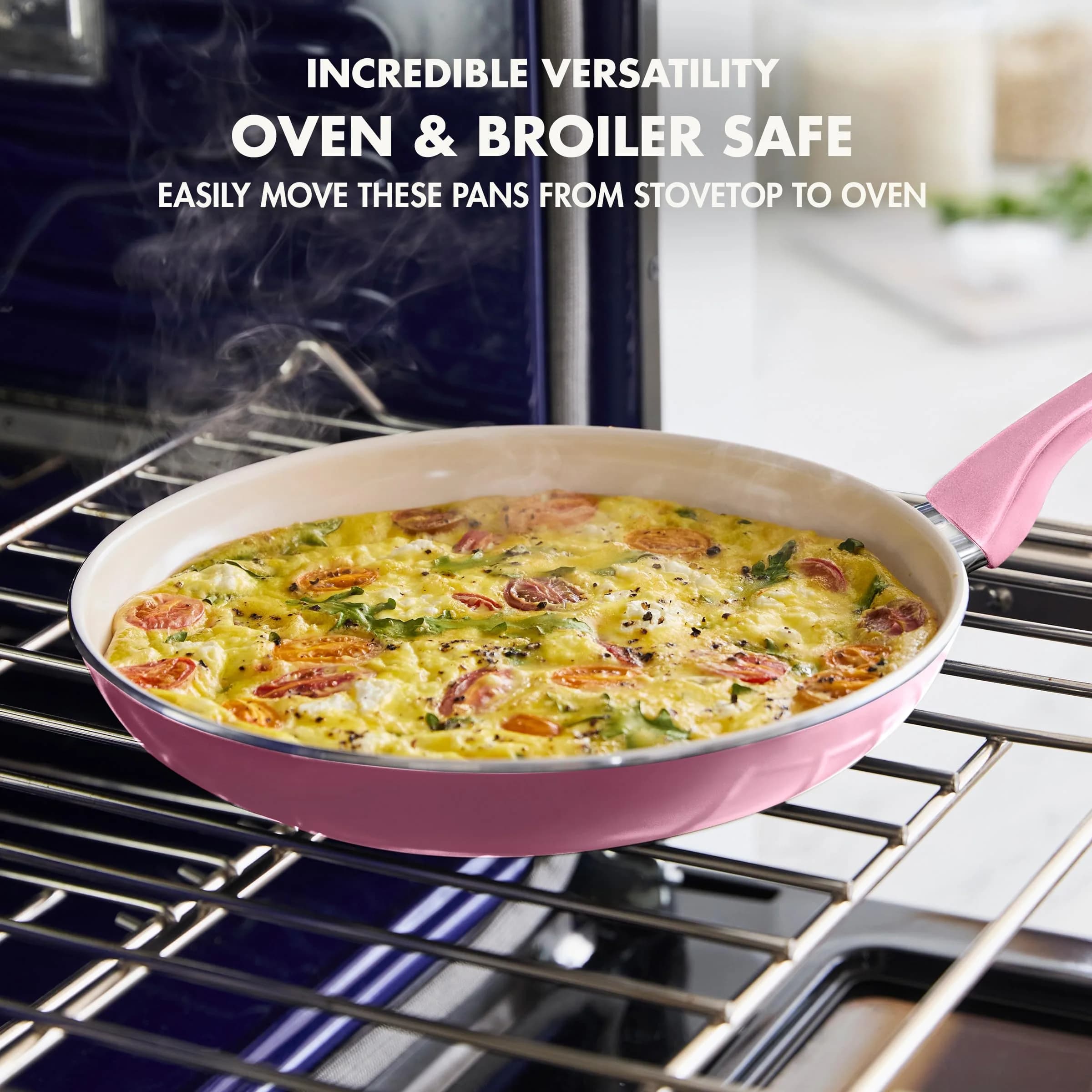 GreenPan Rio 8" Ceramic Nonstick Frying Pan Skillet and Silicone Spatula Set, Pink | Toxin-Free Cooking for Indian Kitchens - view 3