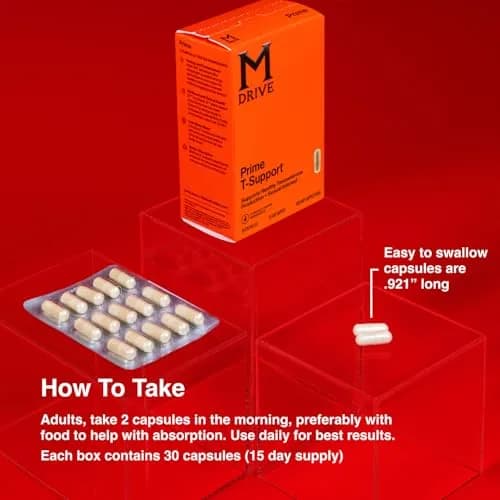 M Drive Prime Men's T-Support Supplement 30 Count | Max Energy & Lean Muscle Support thumbnail 5