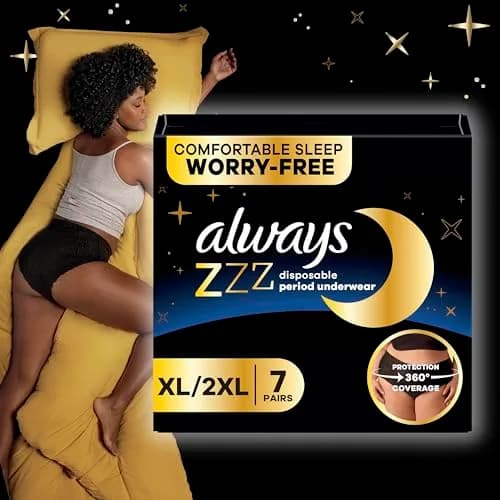 Always ZZZ Overnight Disposable Period Underwear for Women Extra Large/2LX, 14 Count | 360° Leak Protection thumbnail 9