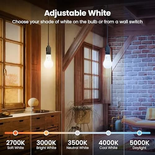 Feit Electric Adjustable White A19 LED Light Bulb 2 Pack | 5 CCT Selectable 2700K-5000K, 1500 Lumens, 17,000 Hr thumbnail 2