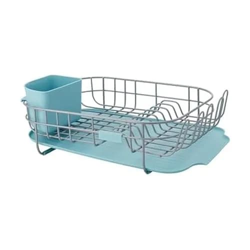 KitchenAid Compact Dish Rack with Flatware Caddy & Angled Drain Board, Mineral Water - main product image