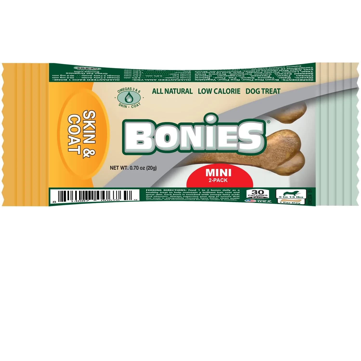 Bonies Skin & Coat Treats for Dogs | Promotes Healthy Skin & Lustrous Coat, 0.7 Oz