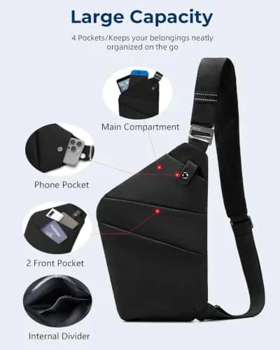 OSOCE Crossbody Bag for Men, Slim Sling Bag, 1.0S | Water-Resistant, Multi-Functional thumbnail 7