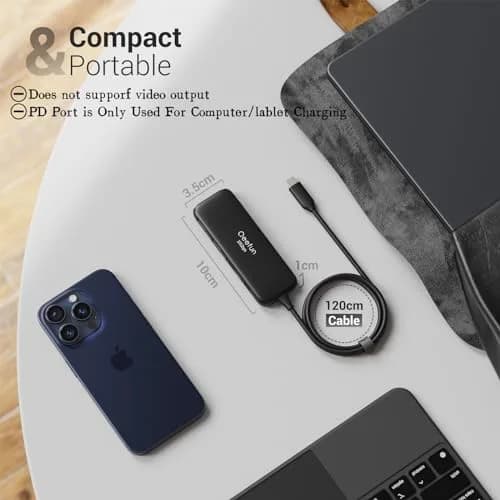 Q QEEFUN USB C Hub 10Gbps, 4-Port USB 3.2 Gen 2 Hub with 2 USB-C & 2 USB-A Ports, 100W PD Charging Port, Aluminum Casing thumbnail 8