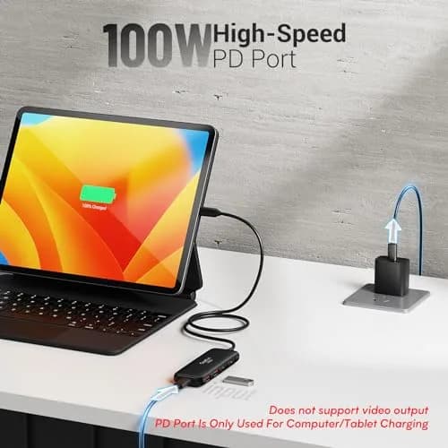 Q QEEFUN USB C Hub 10Gbps, 4-Port USB 3.2 Gen 2 Hub with 2 USB-C & 2 USB-A Ports, 100W PD Charging Port, Aluminum Casing thumbnail 5